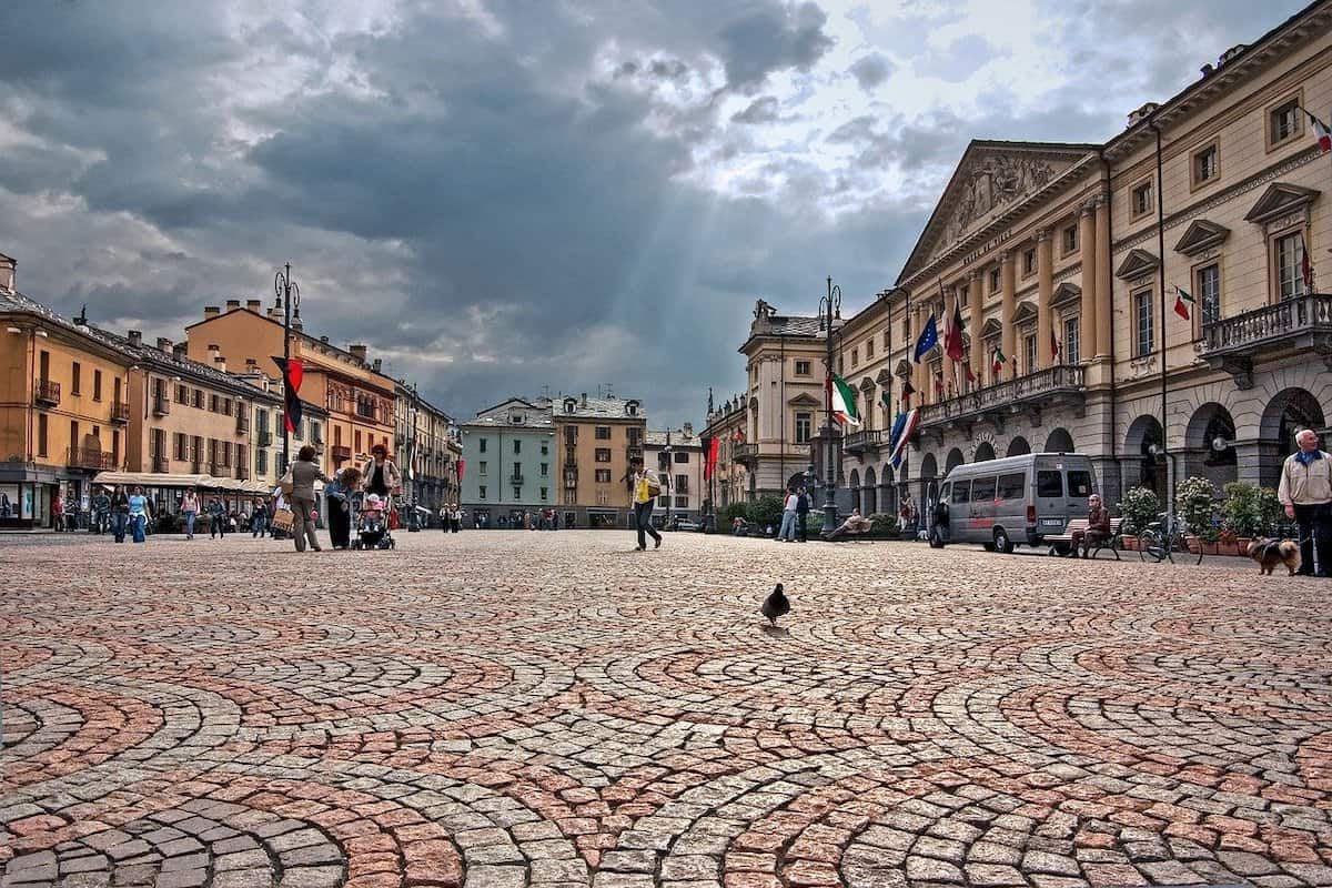 The piazza in the capital city of Aosta