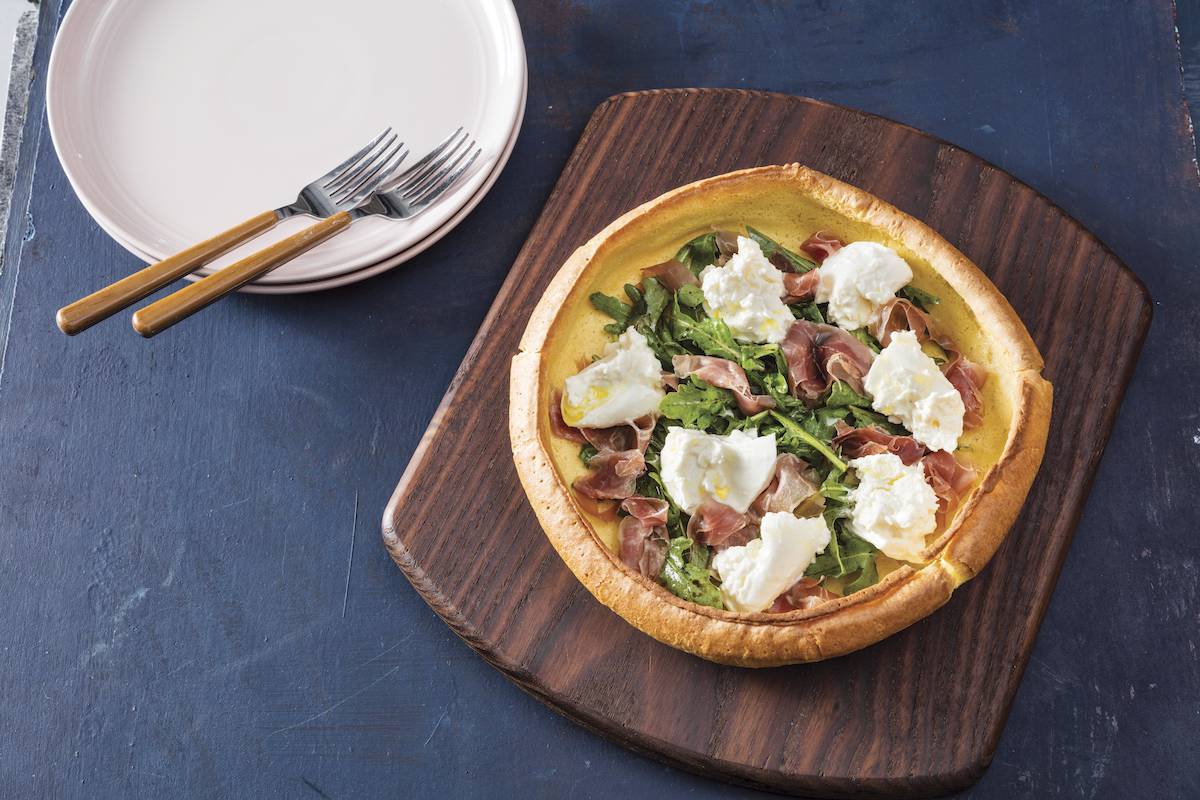 Savory Dutch Baby with Burrata and Proscuitto