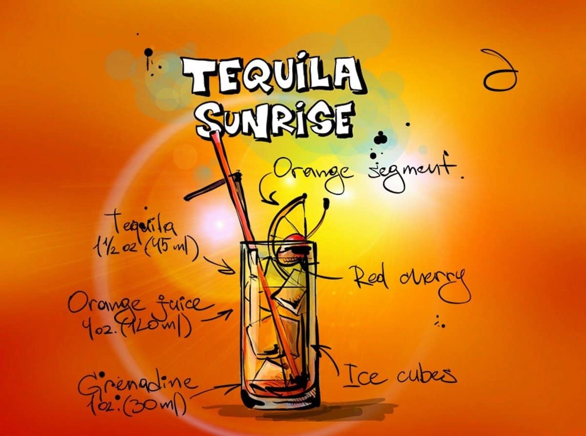 Tequila Sunrise: Another popular tequila-based cocktail