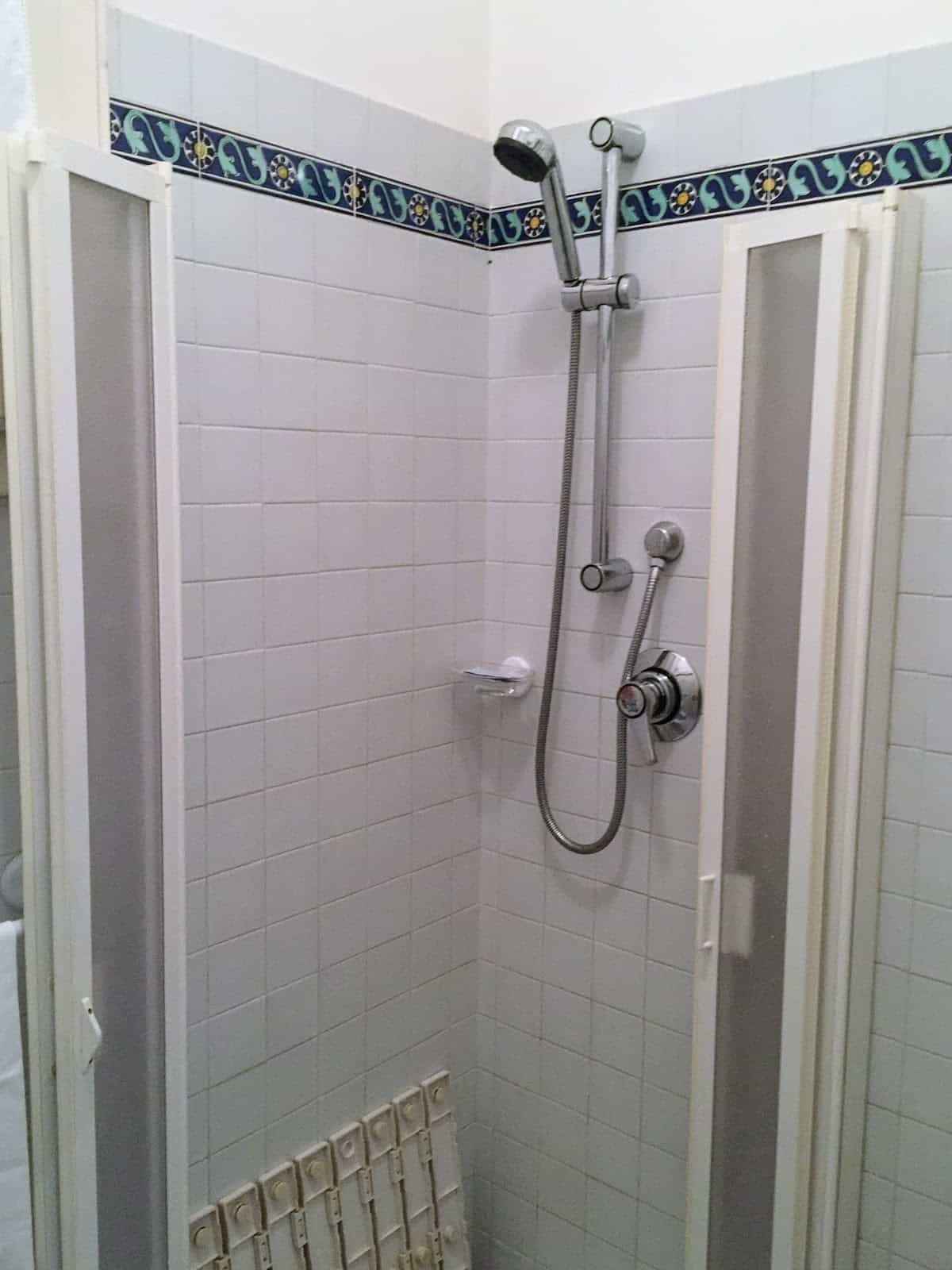 Hotels in Italy have more modest showers.