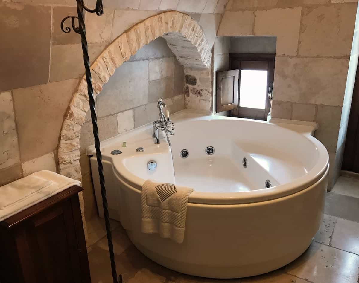The grand soaking tub in one of two bathrooms