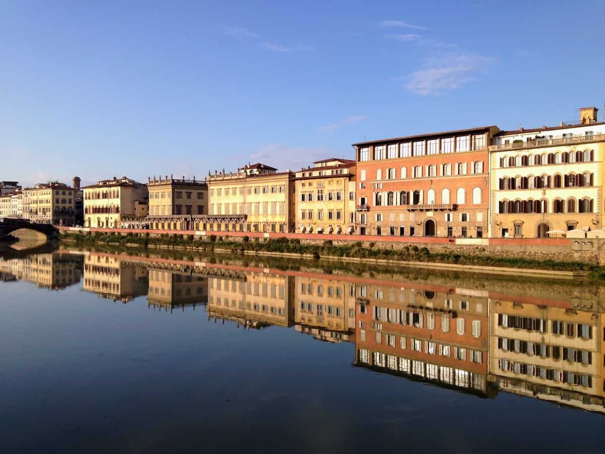 View of the Arno River from the Uffizi Gallery in Florence, Tuscany