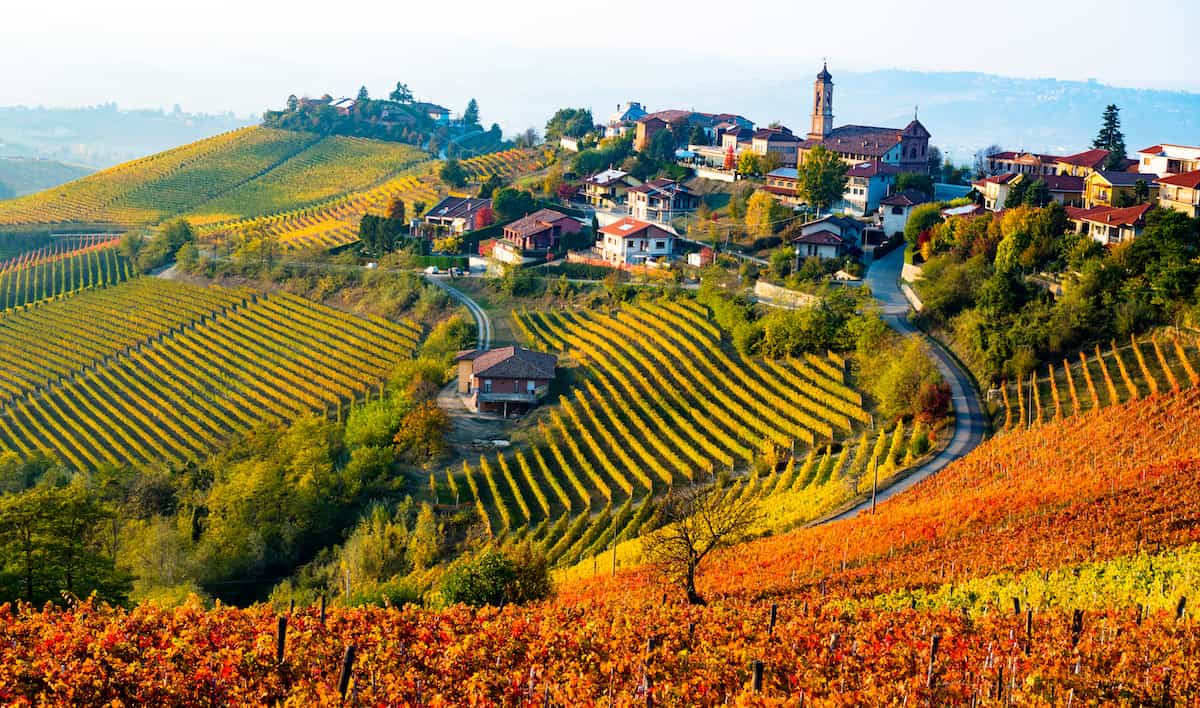 village and vineyard in Italy in October