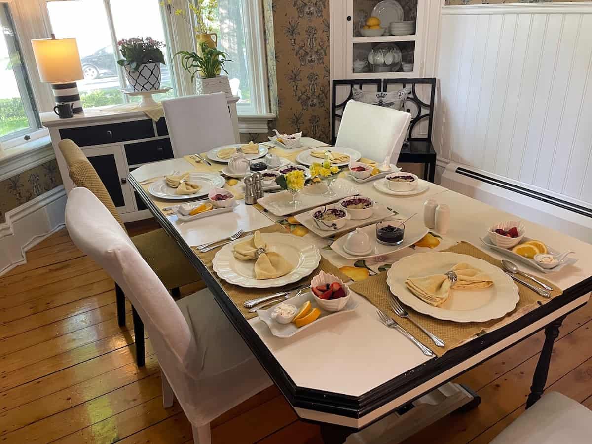 Ready for breakfast at Quartermain B & B, Fredericton, New Brunswick, Canada