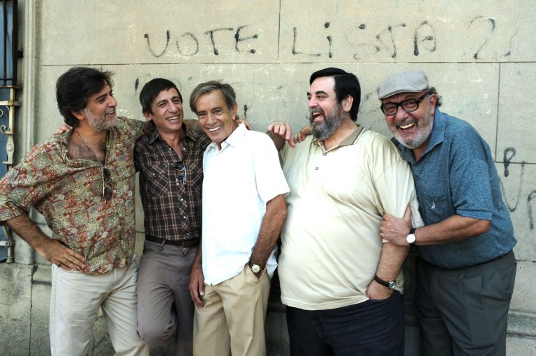 The five members of the tango band in Adios Buenos Aires