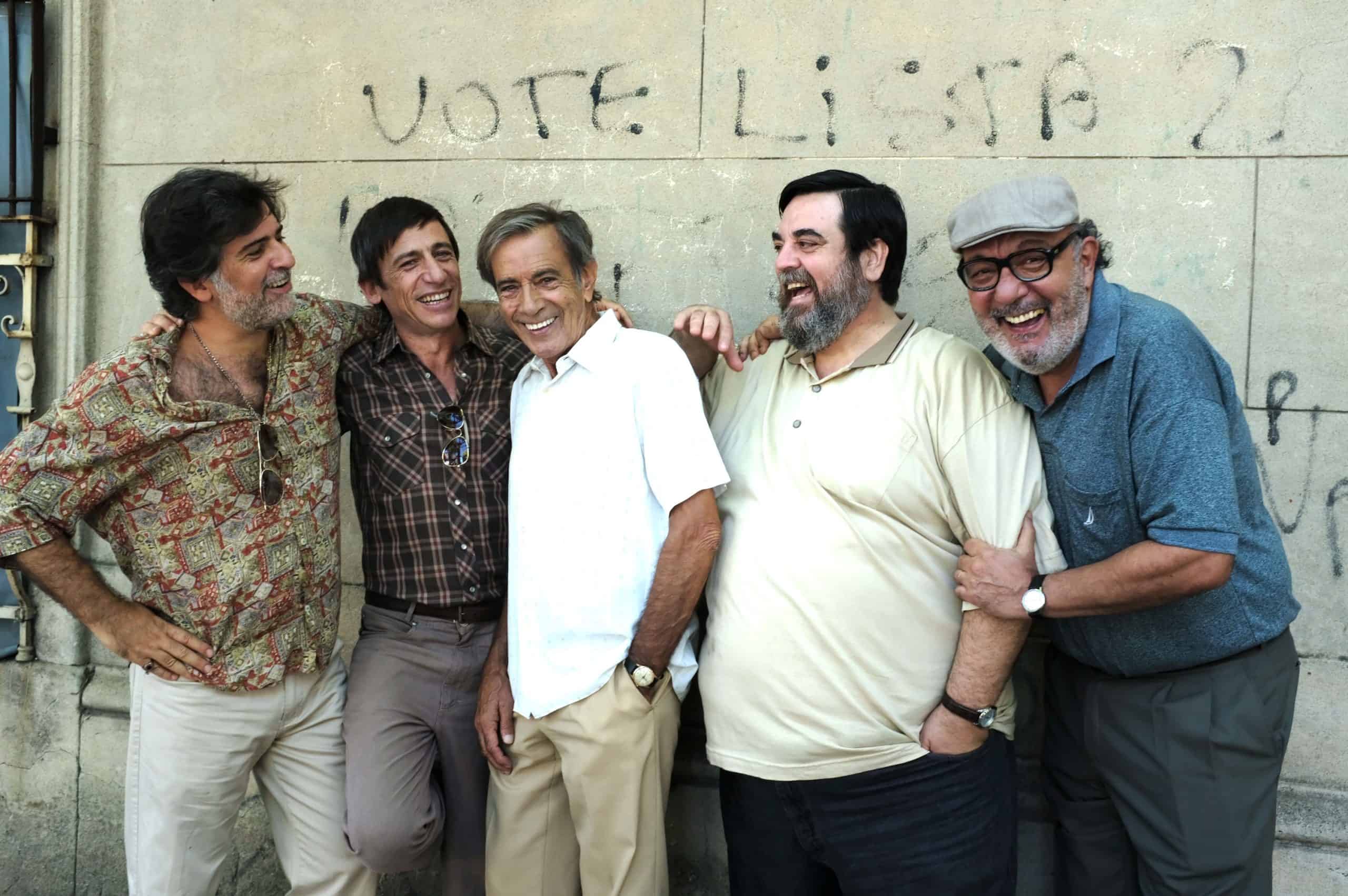 The five members of the tango band in Adios Buenos Aires