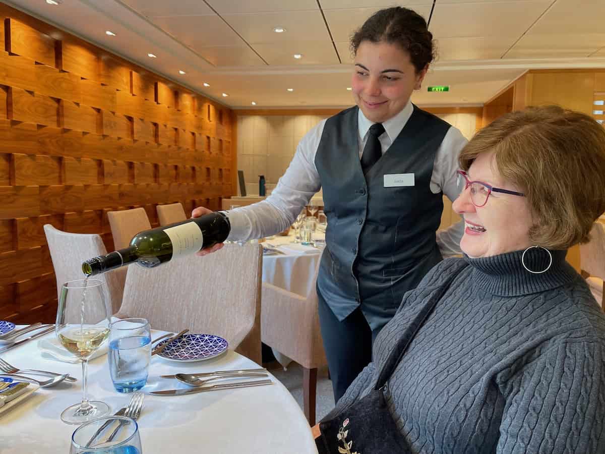 Enjoying complimentary wines at lunch and dinner