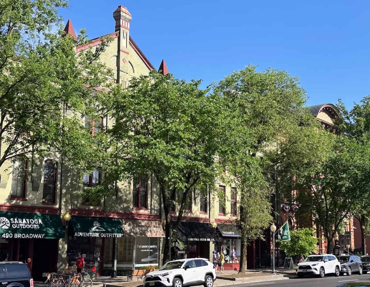 Shops on Broadway in Saratoga Springs in Upstate New York
