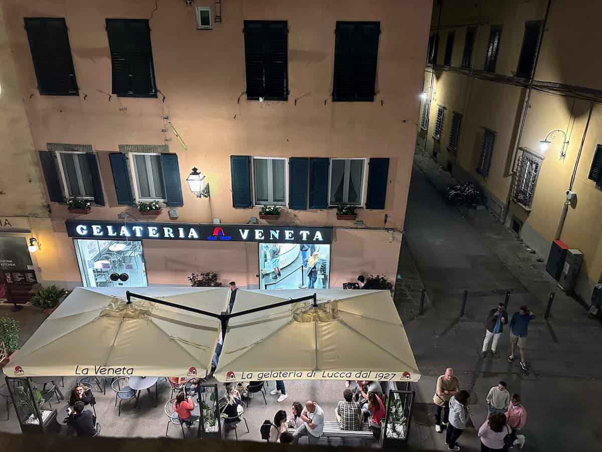 A stop at Gelateria Veneto is a favorite during the evening stroll (passeggiata) in Lucca (credit: Irene S. Levine)