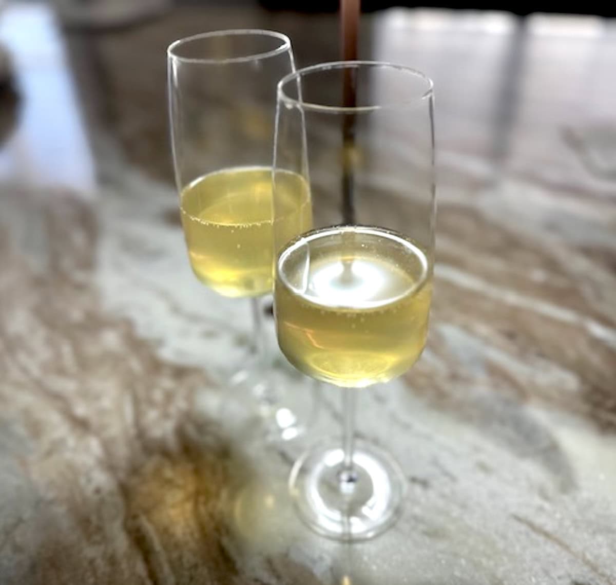 Italia 77 cocktail in Riedel Prosecco glasses (credit: Jerome Levine)