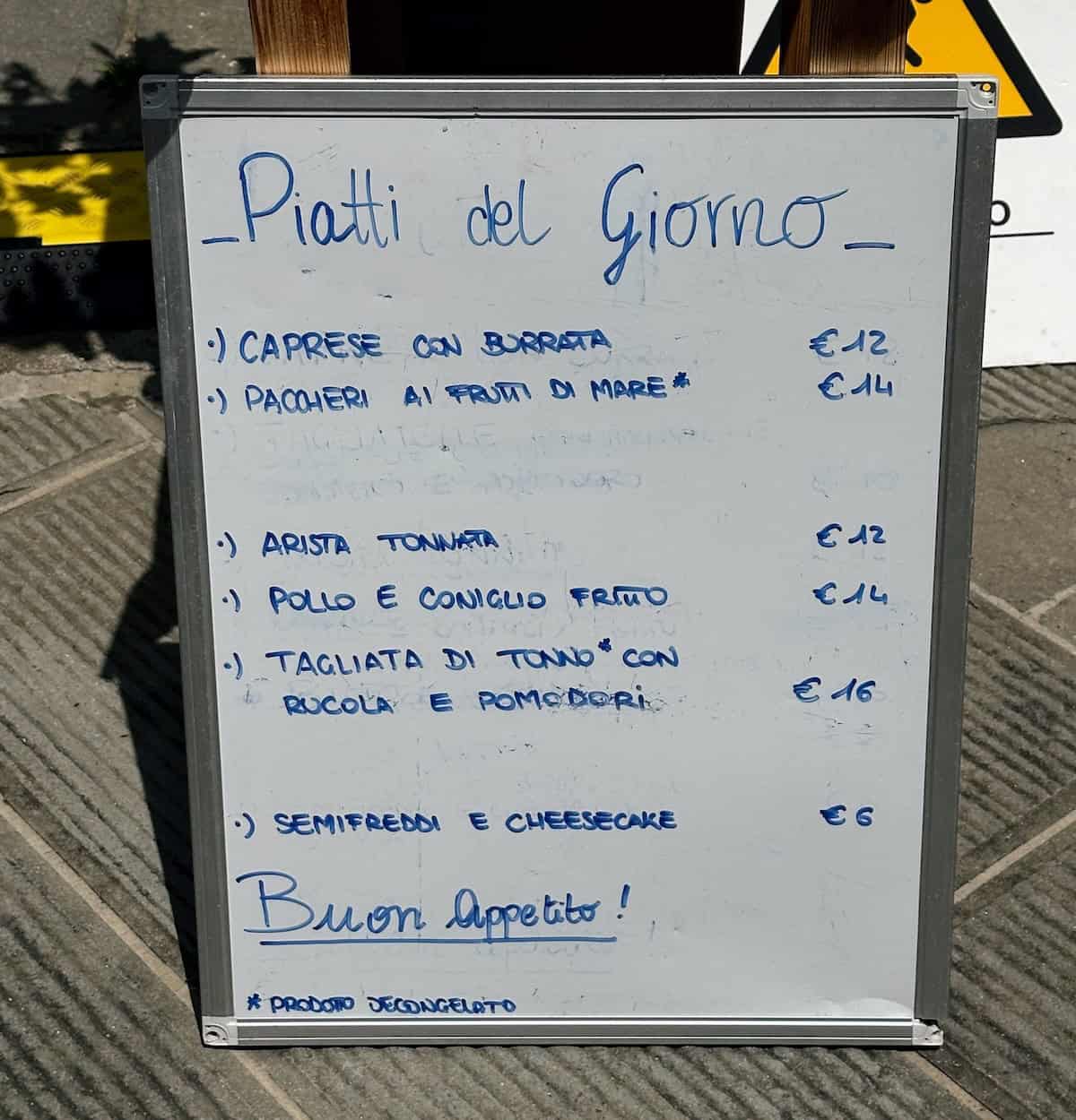 Foods of Lucca: The Blackboard Specials at Da Giulia