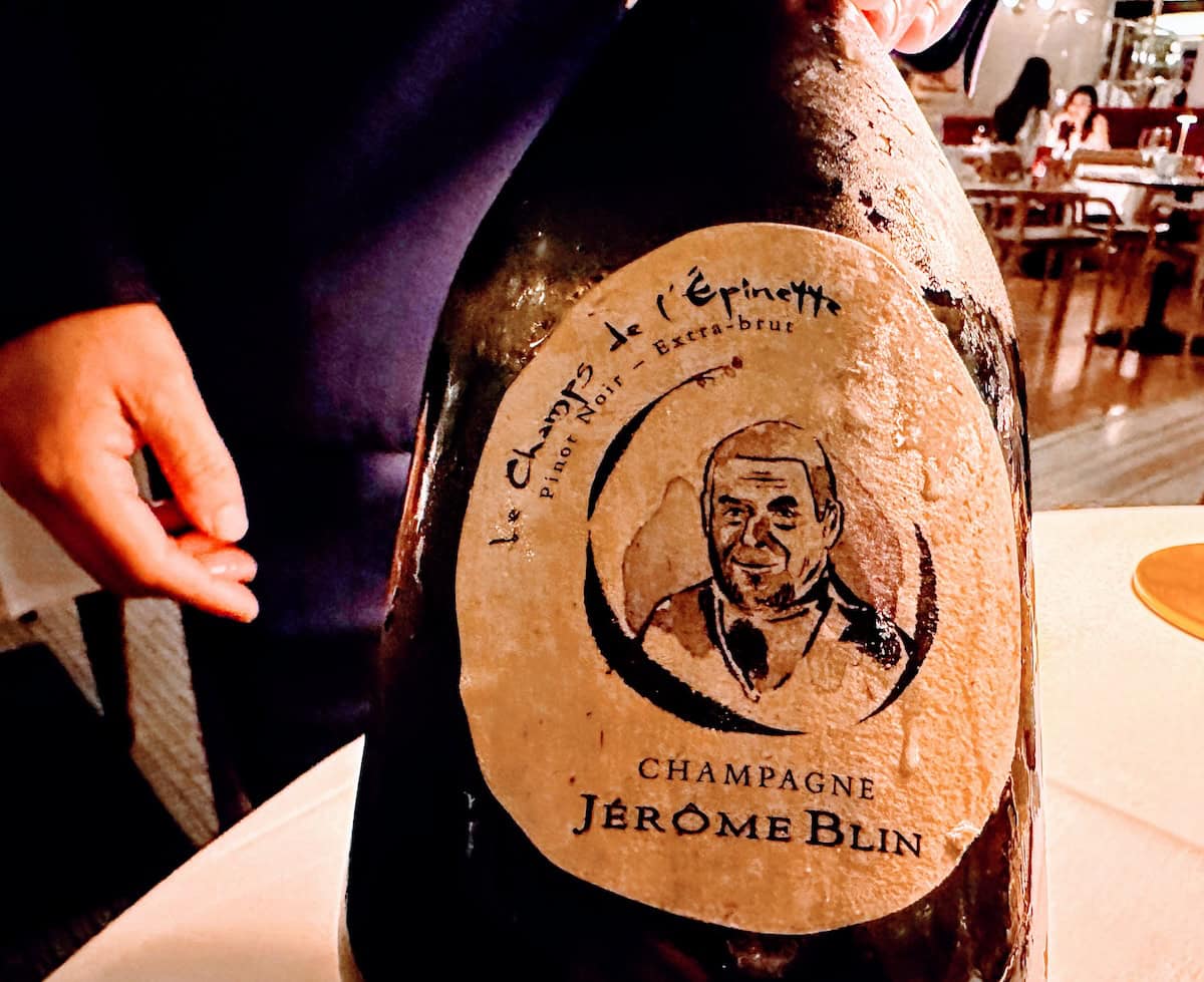 Our aperitif: Jérôme BlinLe Champs de l'Épinette Pinot Noir Extra Brut Champagne (credit: Jerome Levine)