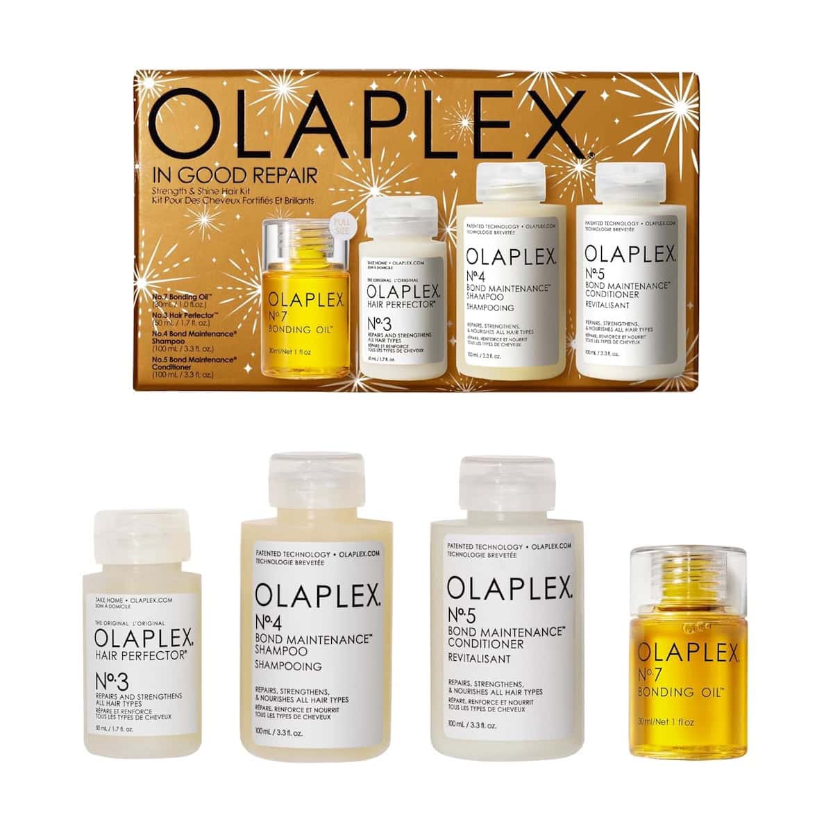 I usually travel with these Olaplex products recommended by my hair stylist