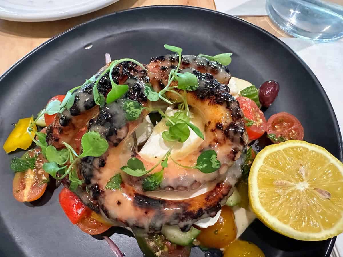 Grilled octopus at Lucille's Mont-Tremblant (credit: Jerome Levine)