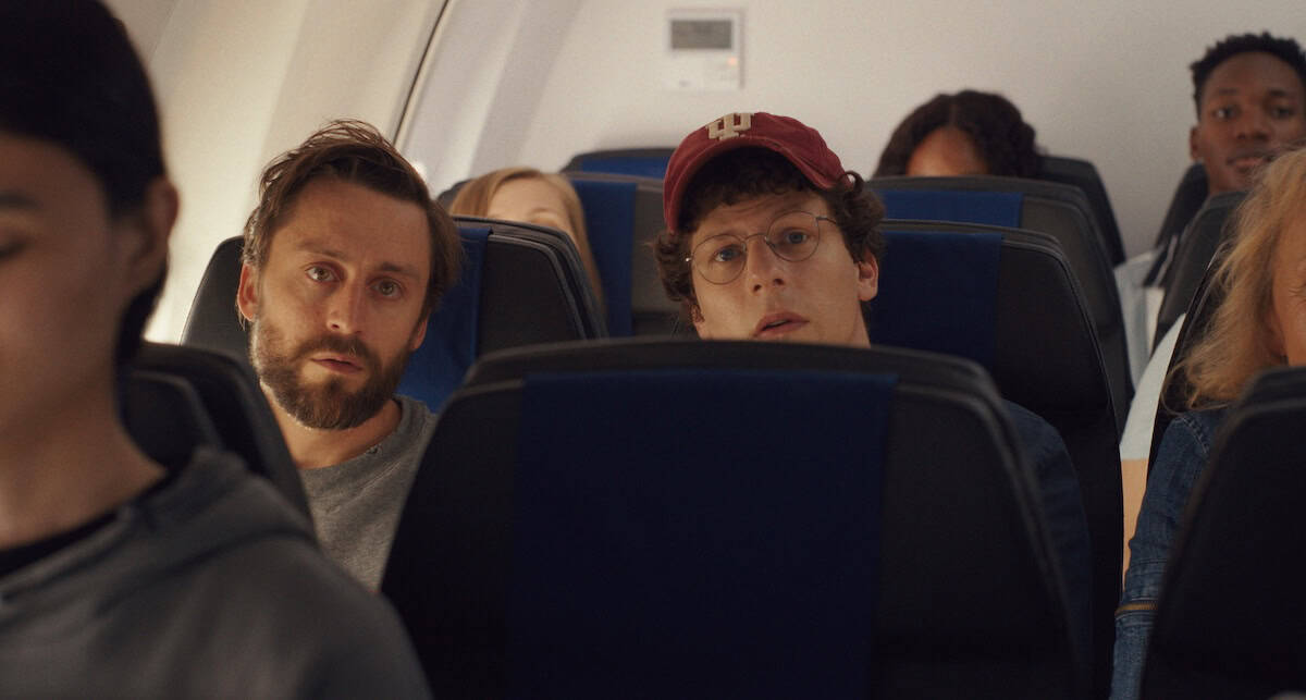 Cousins, David Kaplan (played by Jesse Eisenberg) and Benji Kaplan (played by Kieran Culkin) in A Real Pain (credit: Searchlight Pictures)