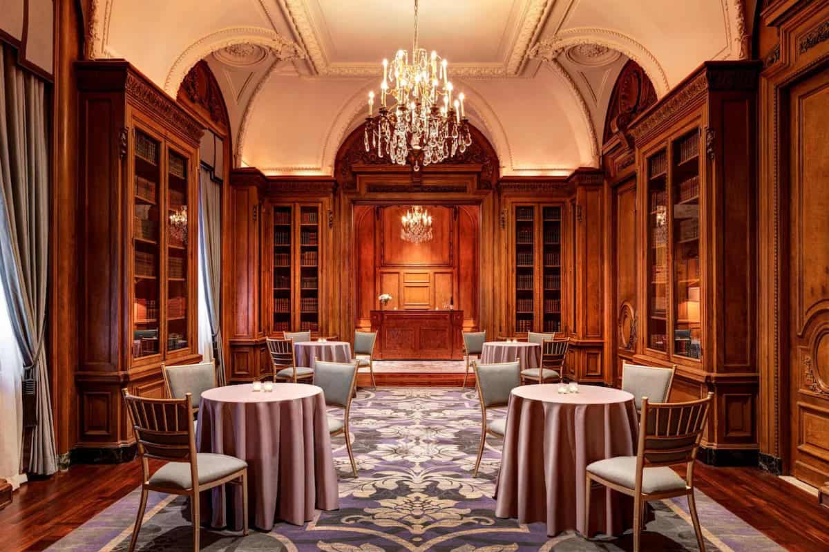 The Astor Library at the St. Regis New York set up for a reception (St. Regis)
