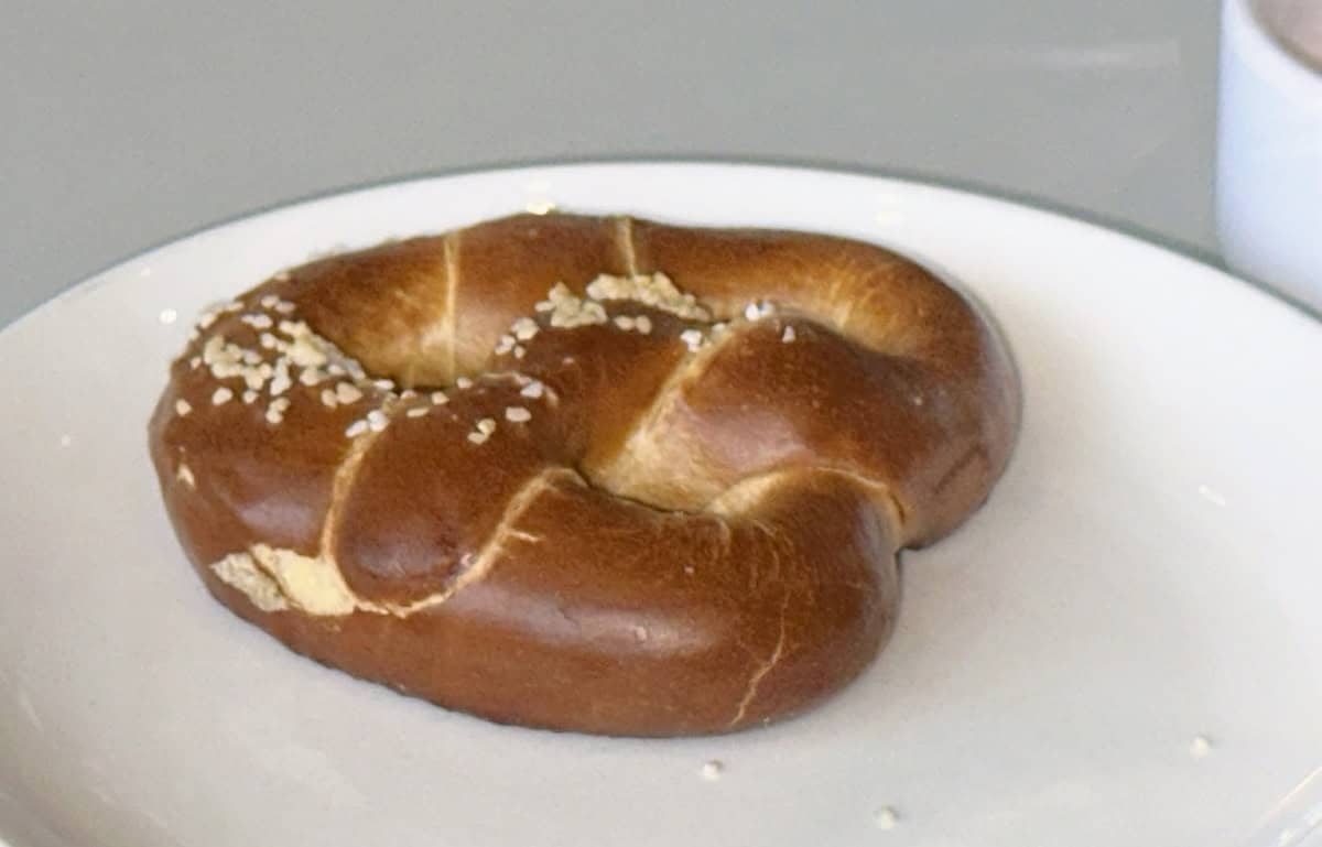 Don't overdo it on the salt before flying but try the warm pretzel (credit: Jerome Levine)