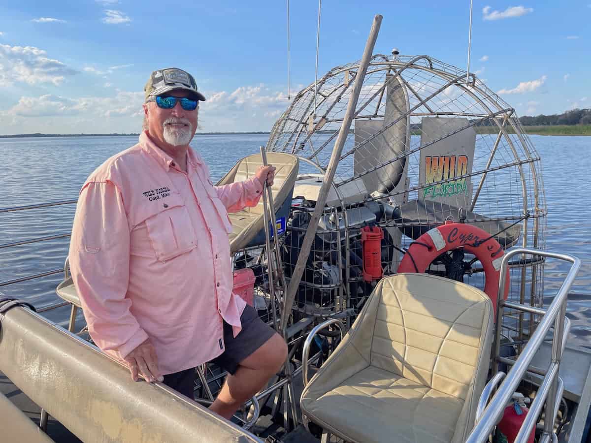 Captain Mike aboard his airboat (credit: John and Sandra Nowlan)