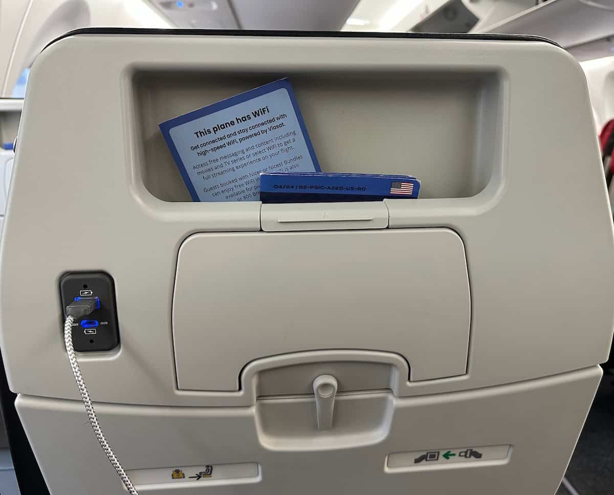 Simple but functional seat back on the Breeze Airways A220-300 