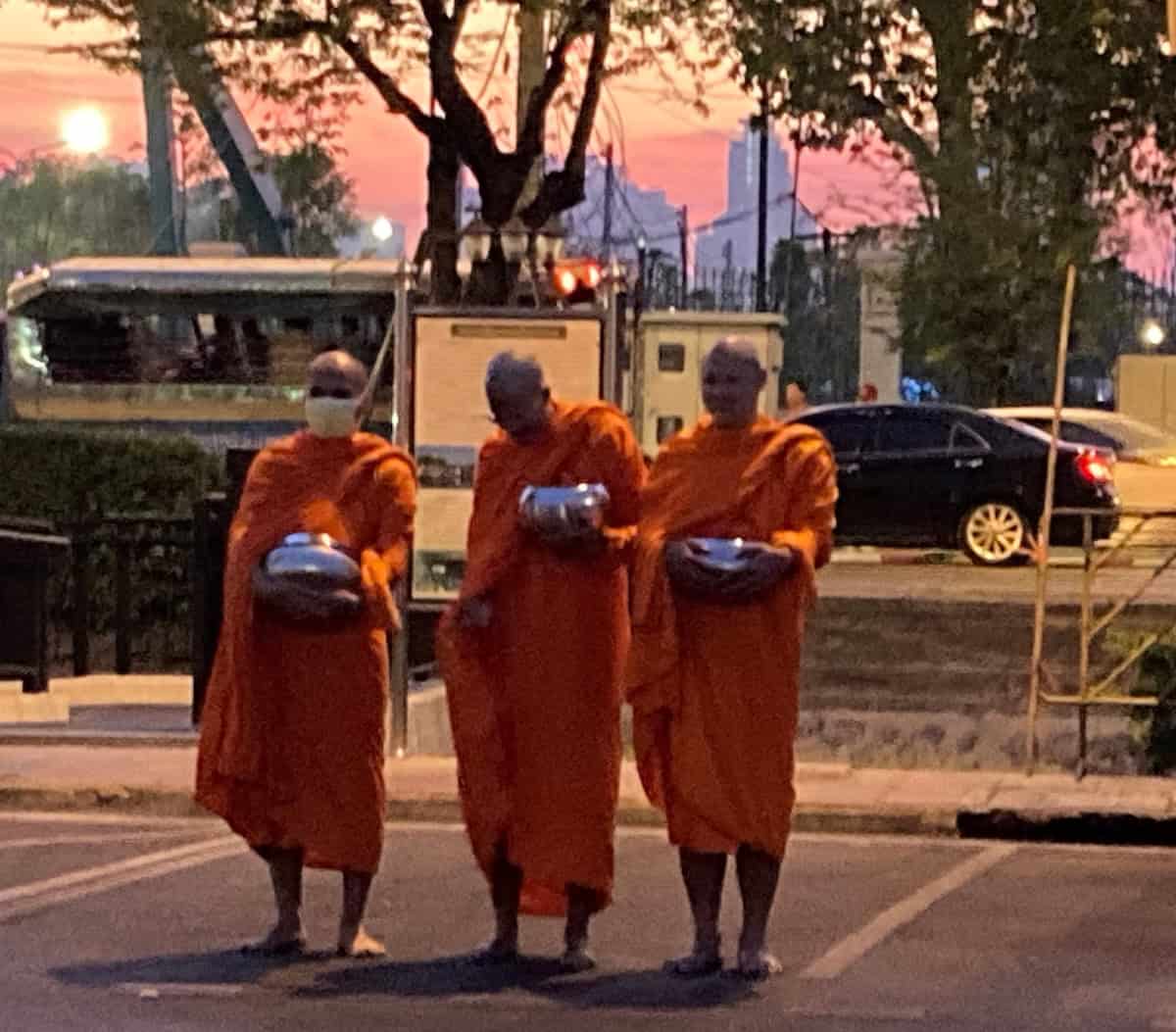 Buddhist monks at daybreak (credit: Alli Webb & Keith Kehlbeck)