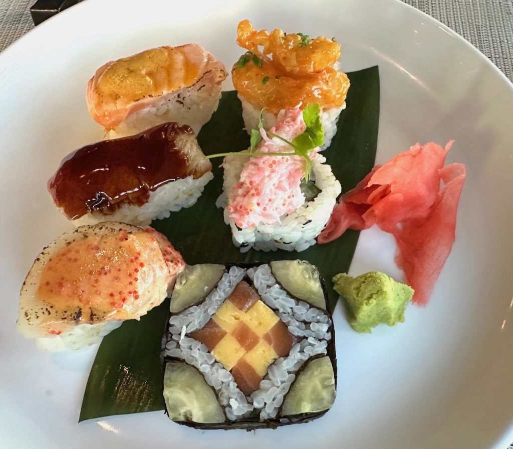 A Morimoto sushi plate, part of the Holland America Global Fresh Fish Program (credit: John and Sandra Nowlan)