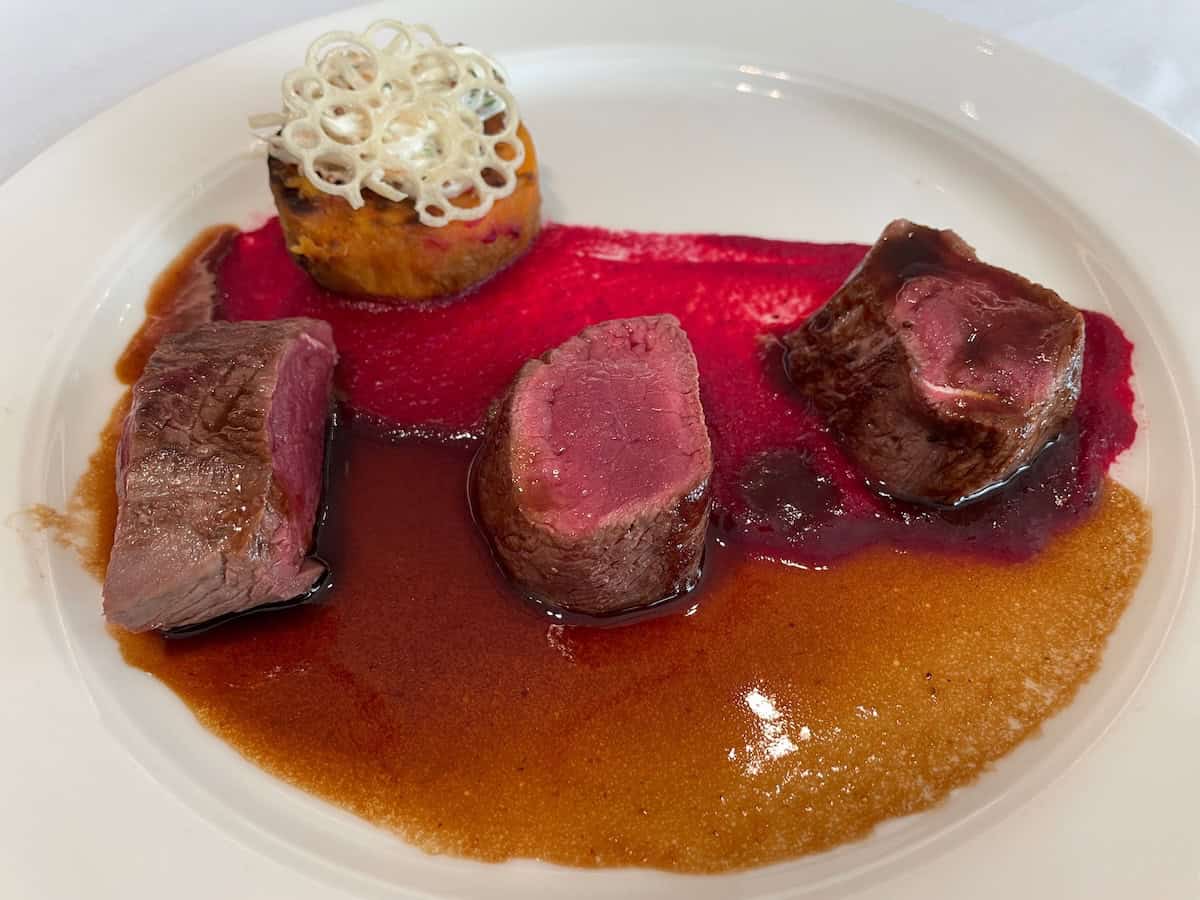 Filet of venison in the main dining room (credit: John and Sandra Nowlan)