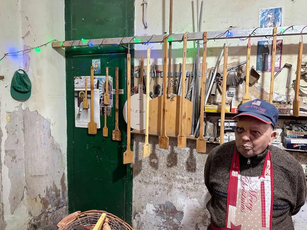 Paola introduced us to a man who handcrafted wood kitchen tools; we bought several (credit: Jerome Levine)