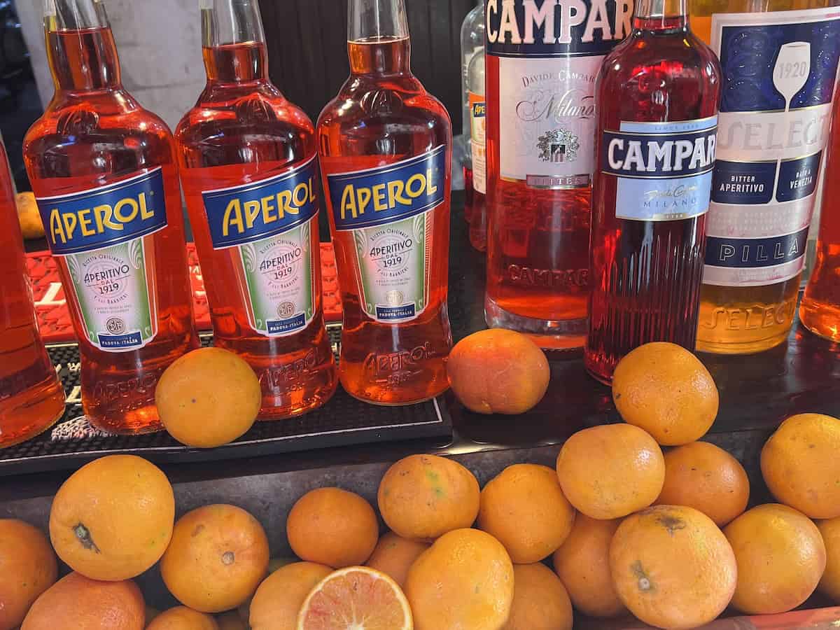 Popular ingredients for making spritz cocktails; ubiquitous in every city! (credit: Jerome Levine)