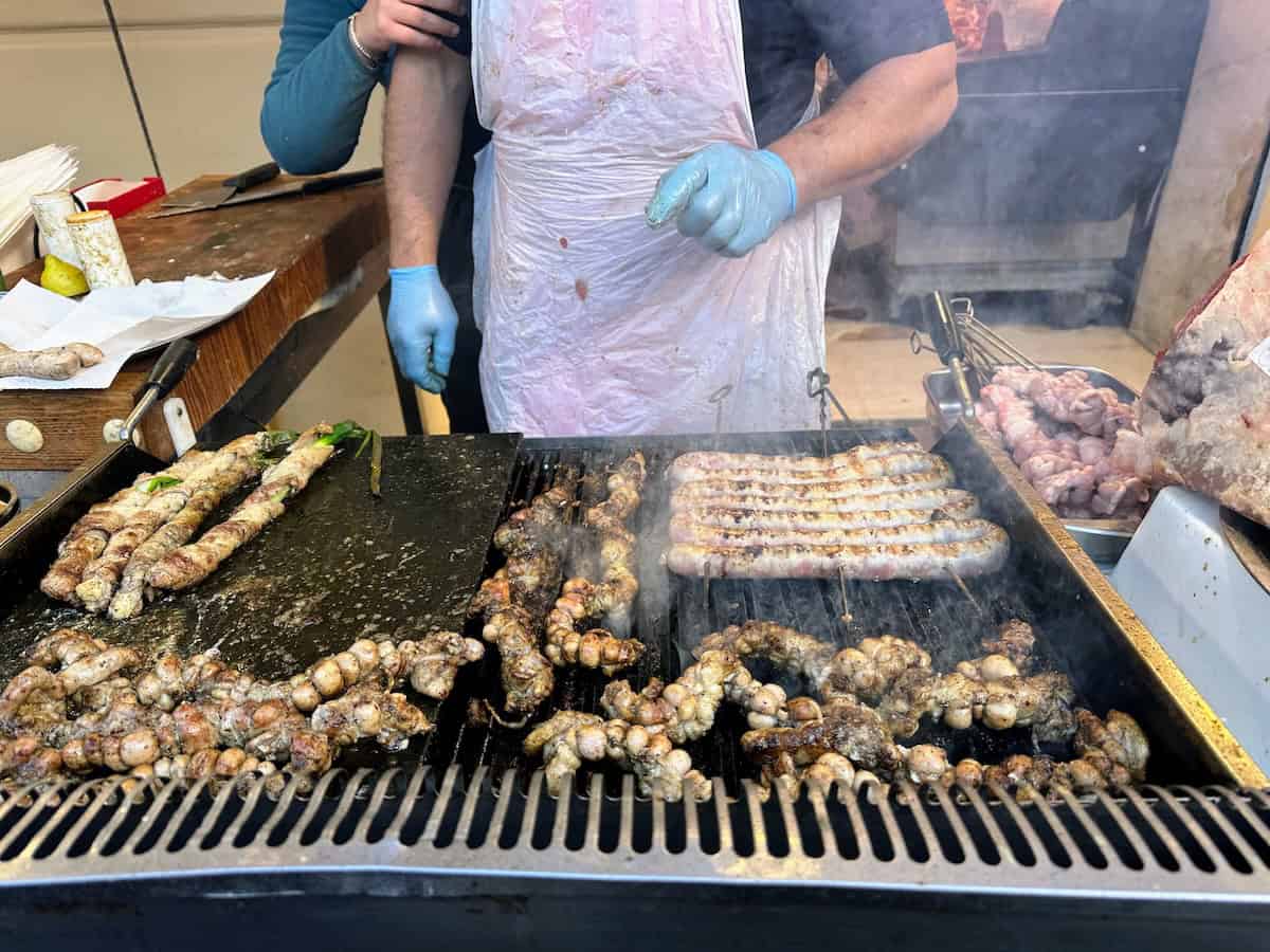 Intestines on the grill at the Ballaro market in Palermo (credit: Jerome Levine)