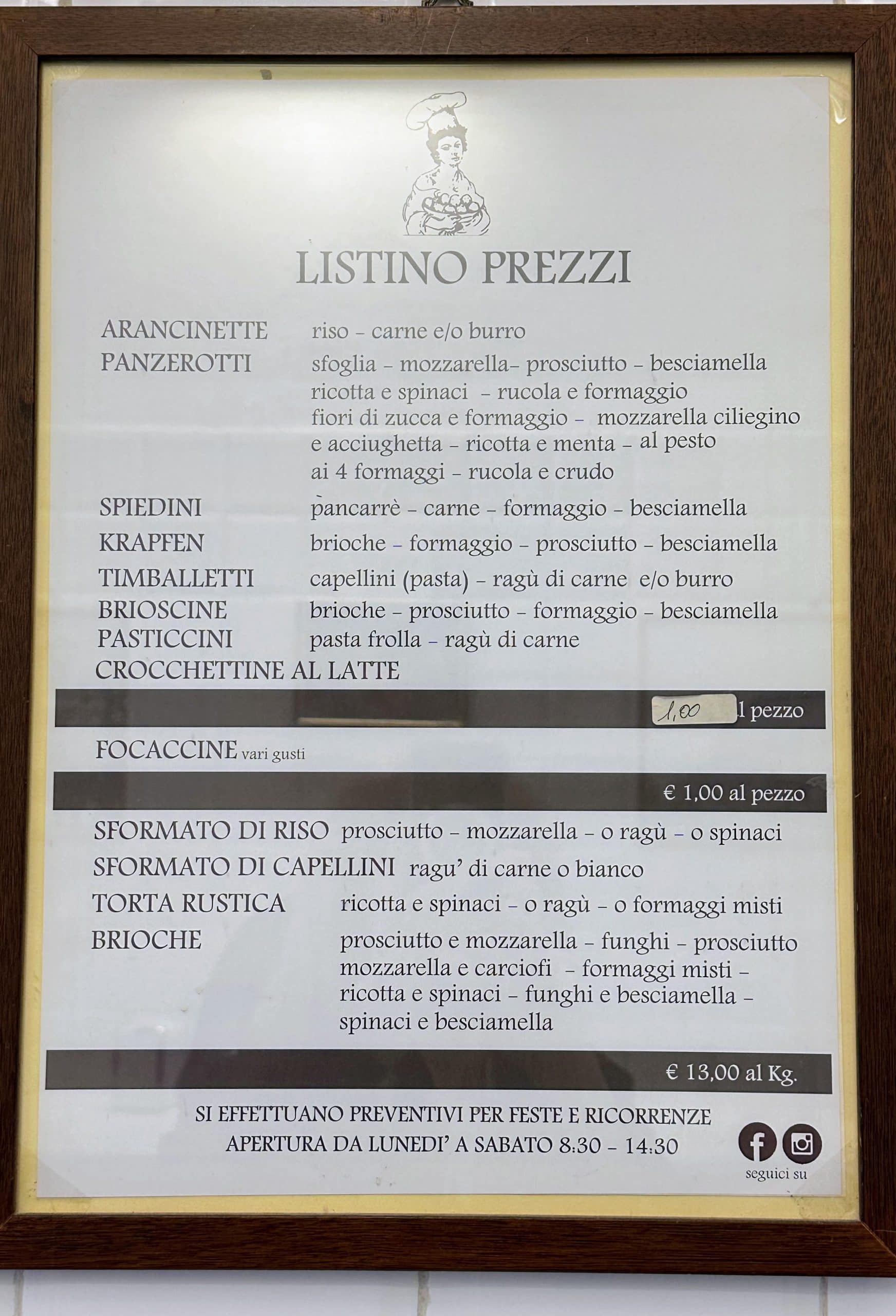 Menu at I Cuochini (credit: Jerome Levine)