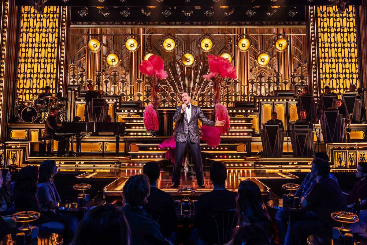 Jonathan Groff and the Company of Just in Time (credit: Matthew Murphy and Evan Zimmerman)