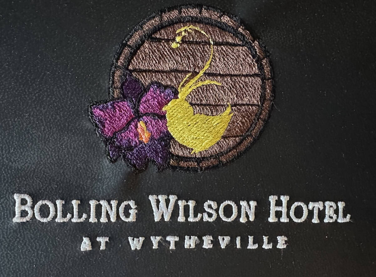 Bourbon barrels, canaries and orchids are featured on the hotel logo (credit: Jackie Sheckler Finch)