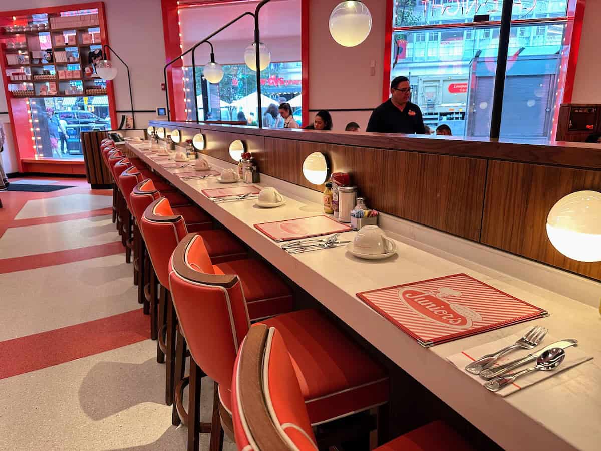A counter at Junior's on Broadway (credit: Jerome Levine)