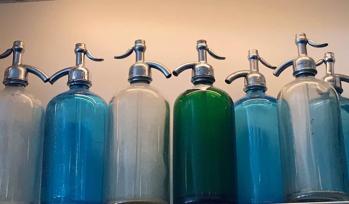 Vintage seltzer bottles at Russ & Daughters Cafe (delivered weekly from a NYC seltzermonger) (credit: Jerome Levine)