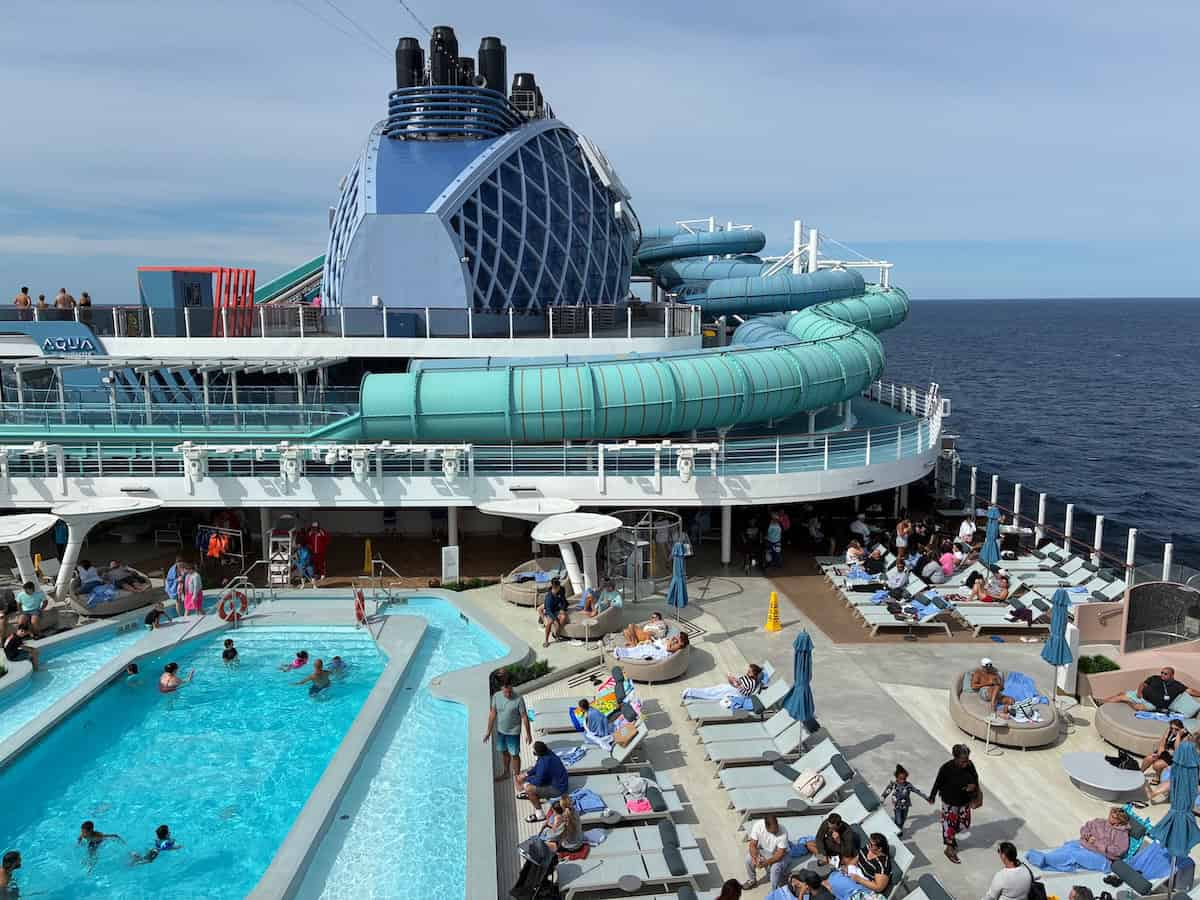 Main pool deck came alive on our first sea day, vibrant but comfortably uncrowded (credit: Ashley Fenton)