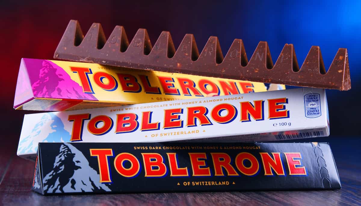 Swiss chocolate Toblerone is easily recognizable by its alp-like shape (credit: Adobe stock)