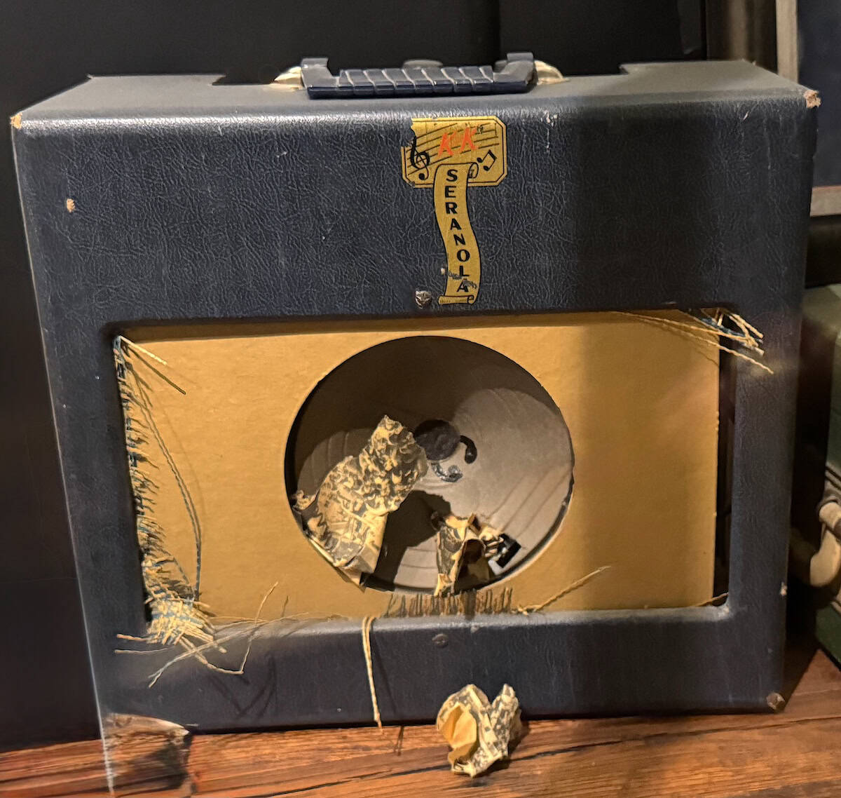 Newspaper-filled speaker created the unusual sound (credit: Jackie Sheckler Finch) 