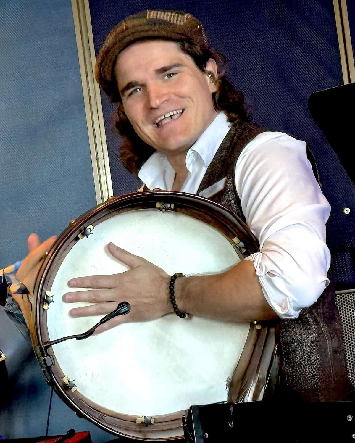 Celtic drummer Matt at the World Stage theater (credit: Jackie Sheckler Finch)i