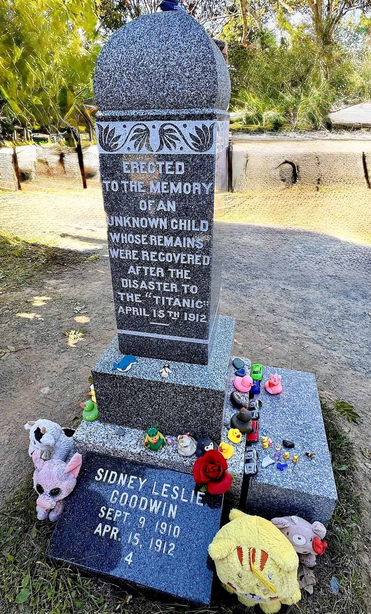 "Our Babe" stone at Titanic Cemetery donated by crew of the Mackay-Bennett (credit: Jackie Sheckler Finch)