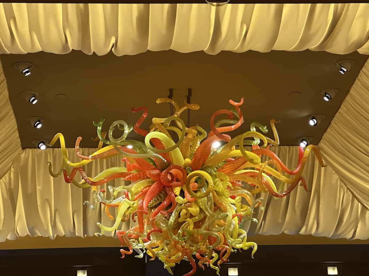 One of the stunning Chihuly glass chandelier sculptures at the Borgata (credit: Jerome Levine)