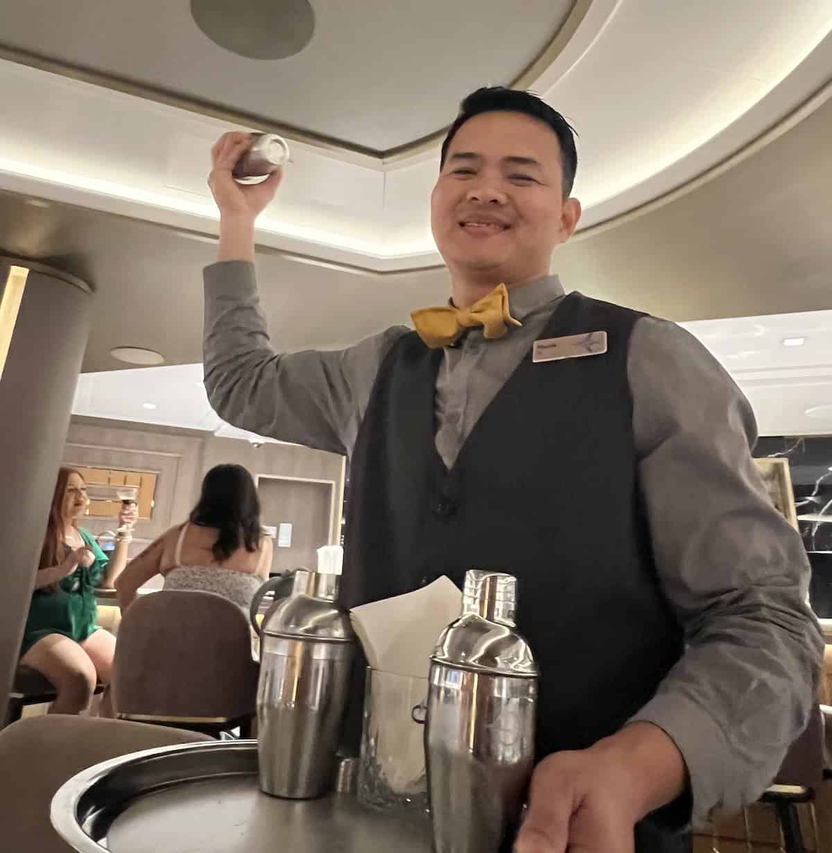 A friendly sommelier on Allura (credit: Jerome Levine)