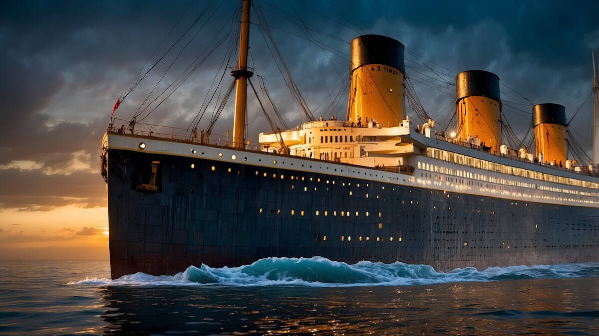 Titanic at anchor, a serene moment before the ship embarked across the Atlantic (credit: Adobe Stock)