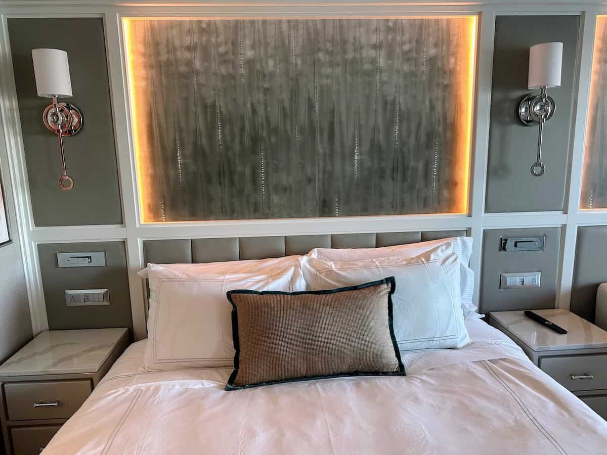 Our inviting Tranquility bed with ample outlets on both sides (credit: Jerome Levine)