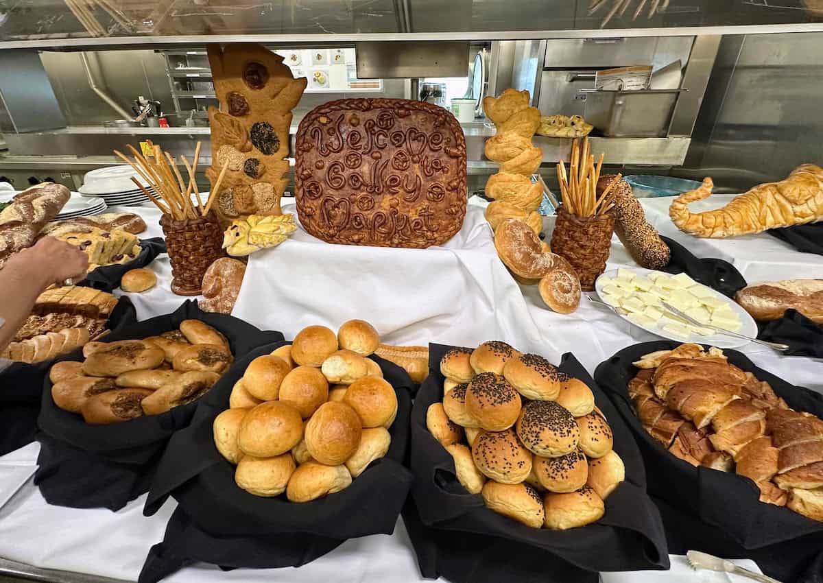 One of the bread stations at the Seabourn Galley Market Lunch (credit: Irene S. Levine)