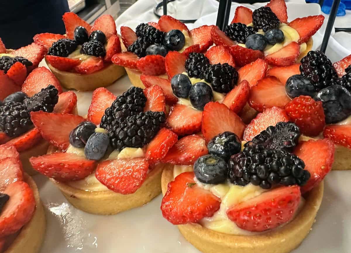 Mouth-watering fruit tarts in the galley (credit: Irene S, Levine)