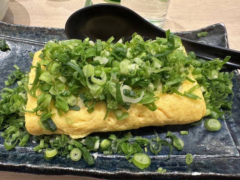Our rolled egg omelet at Taiyaki Sawada on a Tokyo Food Night Tour (credit: Jerome Levine)