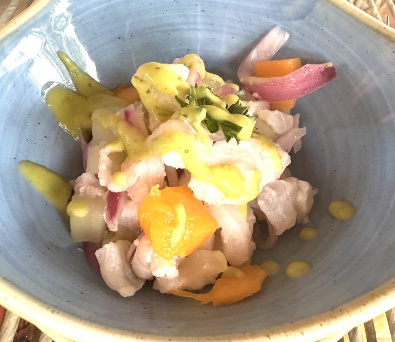 Delicious seafood ceviche at the beachside Miraflores Cevicherie (credit: John & Sandra Nowlan)