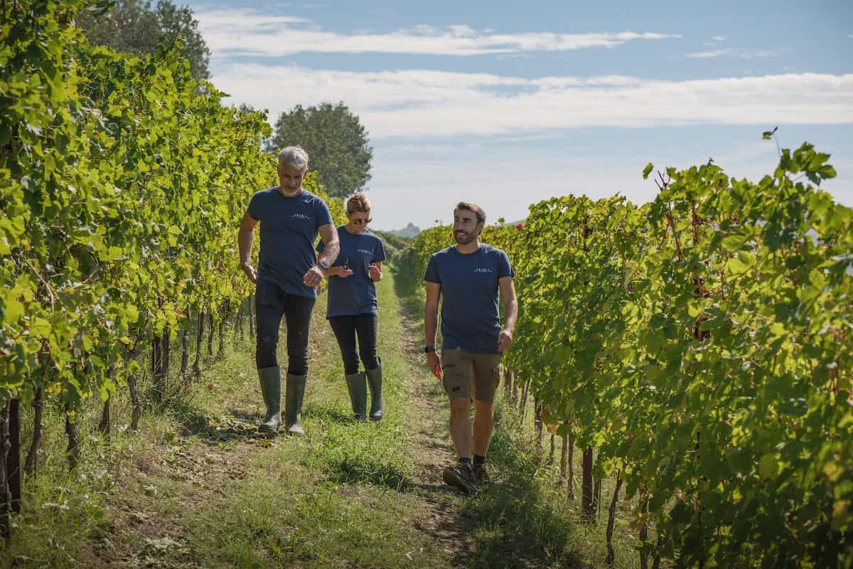 The Frascas and Matteo in the vineyards (credit: Frasca)