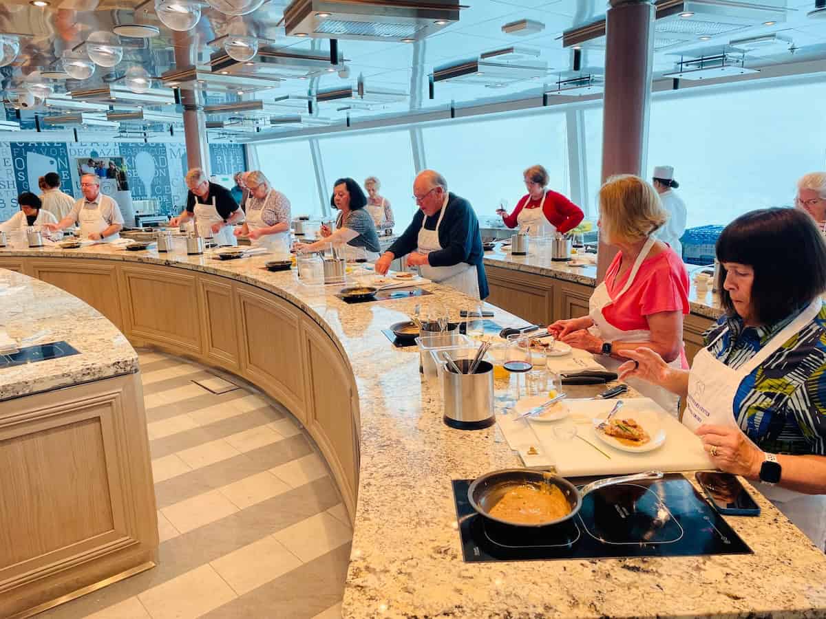 Daily cooking classes in the Culinary Center on Oceania Allure (credit: John & Sandra Nowlan)
