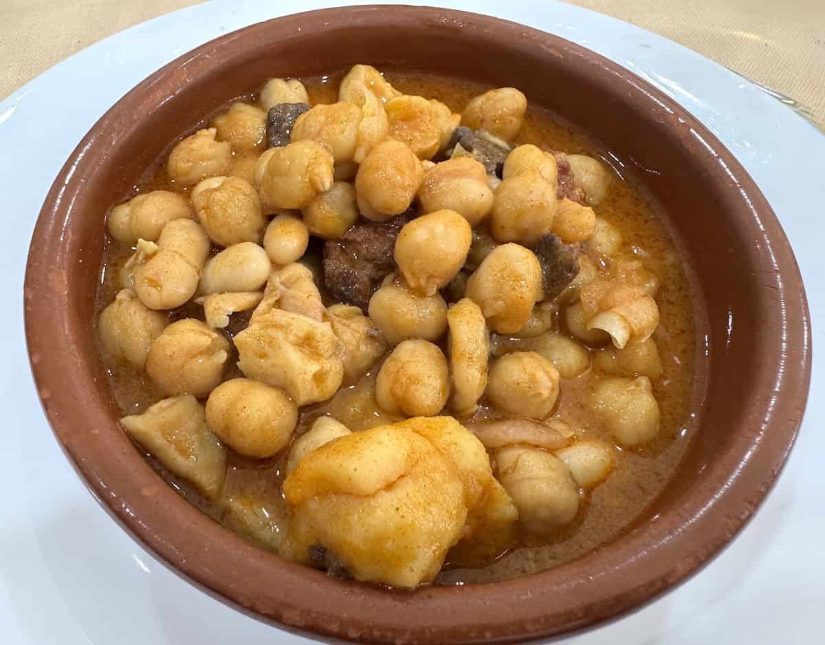 Garbanzo stew with squid and sausage at Viña Lorente & Barba winery (credit: Jackie Sheckler Finch)